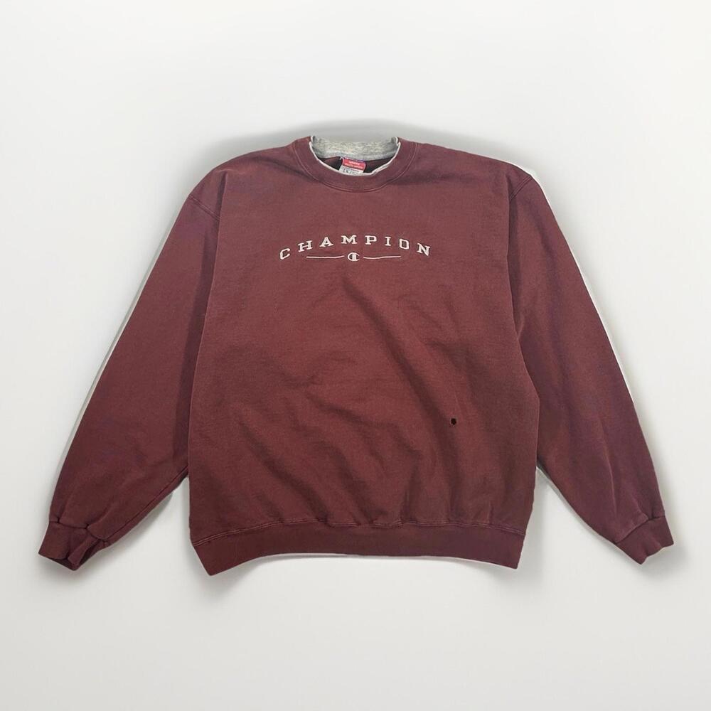 Vintage Y2K Distressed Champion Spellout Logo Embroidered Crewneck Sweatshirt XL
